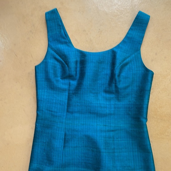 Thai silk A-line sheath with scoop neck & back, 3” slits on sides - Picture 2 of 3